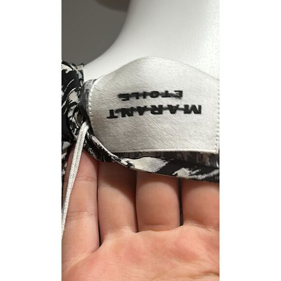 Isabel Marant Black and White Dulce Floral Long Sleeve Mini Dress Size Medium (4 - Picture 8 of 11